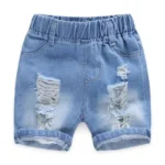 Summer Boy Shorts Children Casual Torn Jeans Kids Knee Length Denim Pants Baby Elastic Waist Shorts Infant Fashion Trousers 2-8Y - Image 5