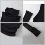 Tank Top Sleeve Cover Sleevless Side Pleats Turtleneck T-shirt  Sexy Ribbed Knitted Tops
