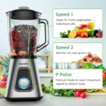 BioloMix 1300W Smoothie Maker with 1.5L Glass Jar Personal Blender for Frozen Fruit Drinks And Sauces - Image 2