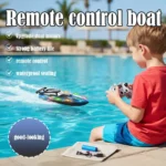2.4GHz full-scale remote control boat with LED lights, with a battery life of 30 minutes – suitable for swimming pools and lakes