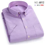 Men’s new short sleeve thin shirt Oxford woven shirt breathable business leisure free ironing spring and summer slim fit