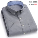 Men’s new short sleeve thin shirt Oxford woven shirt breathable business leisure free ironing spring and summer slim fit