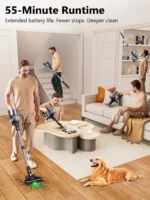 500W/55KPA Self-Standing Cordless Vacuum Cleaner,60 Mins Handheld Vacuum Cleaners,Smart LED Screen Vacuum for Carpet/Pet Hair - Image 6