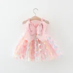 New Summer Baby Girl Dress Halter Butterfly Back Wings Fantasy Princess Dress Sweet Birthday Party Team Dress