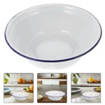 Mixing Serving Bowl Food Storage Enamelware Retro Enamel Basin Household Enamelware Kitchen Soup Holder Lard Basin Enamel Bowl - Image 6