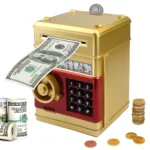 Electronic Password Piggy Bank Toys, ATM Saving Money Box Coin Can Auto Scroll Paper Money Fingerprint Password Unlock kid Gifts