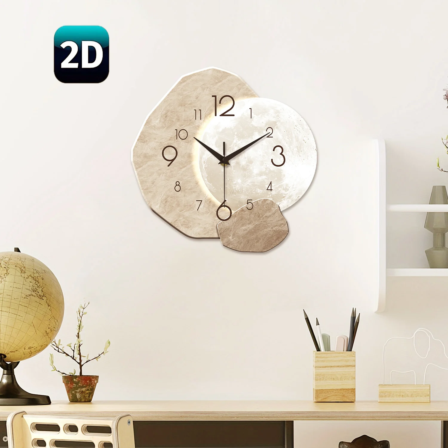 S822c70facb9849ccbd9ad4feedb321fe5.webp Modern Simple Silent Wall Clock, Moon Design – Quartz Movement, Wooden Material, for Bedroom, Living Room or Office Decoration