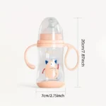 Large caliber baby bottle, 300ml/10.5oz, durable PPSU, straw and balancer – wide mouth design, suitable for easy learning