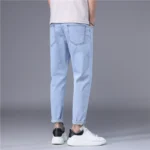 Summer Thin Men’s Jeans Korean Style Blue Black Solid Color Stretch