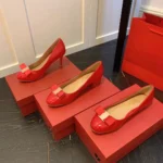 Comfortable round Toe High Version Spring New Style Red Shoes with Bow Tie Flat Heel Velvet Women Casual Shoes Ballet Flat - Image 9