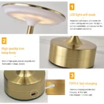 LED Table Lamp Touch Sensor Night Light USB Rechargeable Portable Bedroom Night Light Wireless Reading Lamp Restaurant Hotel Bar - Image 5