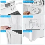 26lbs Semi-automatic Washing Machine Portable W/Built-in Drain Pump Grey