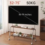 Stainless Steel Rolling Floor Mobile TV Stand for 32-75 Inch LCD LED Screen TVs TV Cart Holds up to 110Lbs Max VESA 600x400mm - Image 4
