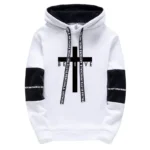 Cross Printed Male Hooded Sweatshirts Sweatpants Black White Mix Color Sportswear - Image 2