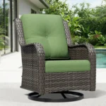 Outdoor Swivel Rocker Patio Chairs, Wicker Patio Furniture with High Back, Deep Seating, Wide Armrest, Thickened, Customized