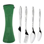 3Pcs/4Pcs/7Pcs Set Dinnerware Portable Printed Knifes Fork Spoon Stainless Steel Family Camping Steak Cutlery Tableware with Bag - Image 8