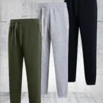 3 pieces of men's solid color casual sports pants - breathable lightweight suitable for daily wear