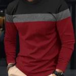 New Men's Casual Round Neck T-shirt Breathable, Comfortable, and Fashionable Long Sleeved T-shirt trend versatile casual tops