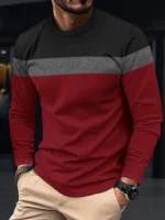 New Men’s Casual Round Neck T-shirt Breathable, Comfortable, and Fashionable Long Sleeved T-shirt trend versatile casual tops