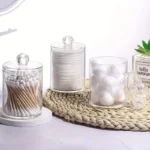 1/2/3 Pack Plastic Cotton Swab Ball Pad Holder, 10 Oz Bathroom Organizer, Qtip Apothecary Jar Clear Container Dispenser - Image 2