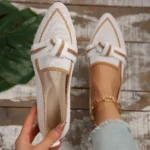 Women Flats 2024 New Knitted Slip Breathable Comfortable Solid Color Shoes Casual Pointed Toe Walking Loafers Sneakers Women - Image 7