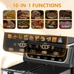 Dual Basket Air Fryer, 9.5 Quart Large Air Fryer with Double Basket, Black - Image 3