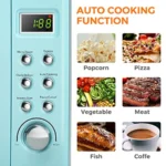 Retro Microwave 0.7Cu.ft 700 Watt Countertop Microwave with 5 Micro Power Defrost Auto Cooking Function LED Display Child Lock