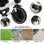 5-in-1 Baby Stroller Tricycle, Adjustable Canopy, Sit & Recline, Quick Assembly. - Image 5