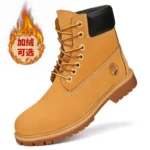 High Quality Mens Walking Shoes Fashion Outdoor Sports Leisure High Top Boots Winter Velvet Anti Slip Flat Lace Up Boots for Man