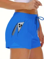 Women's athletic shorts, running, yoga, two-piece design, anti-exposure shorts, fitness, elastic, slimming leggings - Image 10