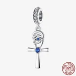 925 Sterling Silver Hamsa Hand Cross Dangle Charms Fit Original Bracelet Beads Faith Jewel plata de leyry DIY Easter Gift