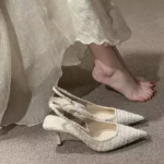 Fashion brand designed knitted platform heels for women, pointed-toe party shoes - Image 7