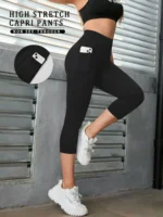 High Waisted capri pants For Women With Pockets Super Soft Tummy Control Workout Running Yoga Athletic Leggings