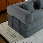 79″ Folding Convertible Sofa Bed, Oversized Corduroy Futon Floor Couch, Boneless Loveseat for Small Spaces, Living Room, Bedroom