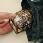 Vintage Transparent Pirate Treasure Storage Box Organizer Earrings Crystal Gem Jewelry Trinket Women Jewelry Display Travel Case - Image 4