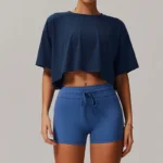 Cotton Women Short Sleeve Dance Running Clothes Yoga Fitness