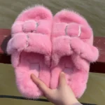 Winter European Fashion Women’s Shoes Ladies Slippers 100% Mink Slippers