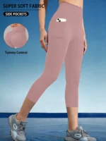 High Waisted capri pants For Women With Pockets Super Soft Tummy Control Workout Running Yoga Athletic Leggings