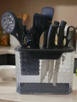 22-Piece Kitchen Utensil Set Stainless Steel Knives Heat-Resistant Silicone Cooking Tools Storage Box Marble Handle - Image 9