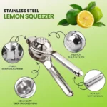8 Inch Stainless Steel Juicer, Heavy Duty & Effortless Squeezing for Lemons, Oranges, Easy to Clean, Long Handle Design - Image 3