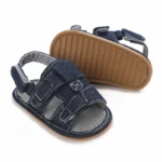 Summer Rubber Base Anti Slip Baby Sandales Shoes Toddler Girl Boy Canvas Sandals Non-Slip First Walker Crib Shoes For 0-18