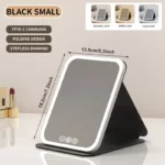 LED Makeup Mirror 3 Colors Light Portable Vanity with Adjustable Brightness USB Charging Foldable for Travel And Home Use - Image 9