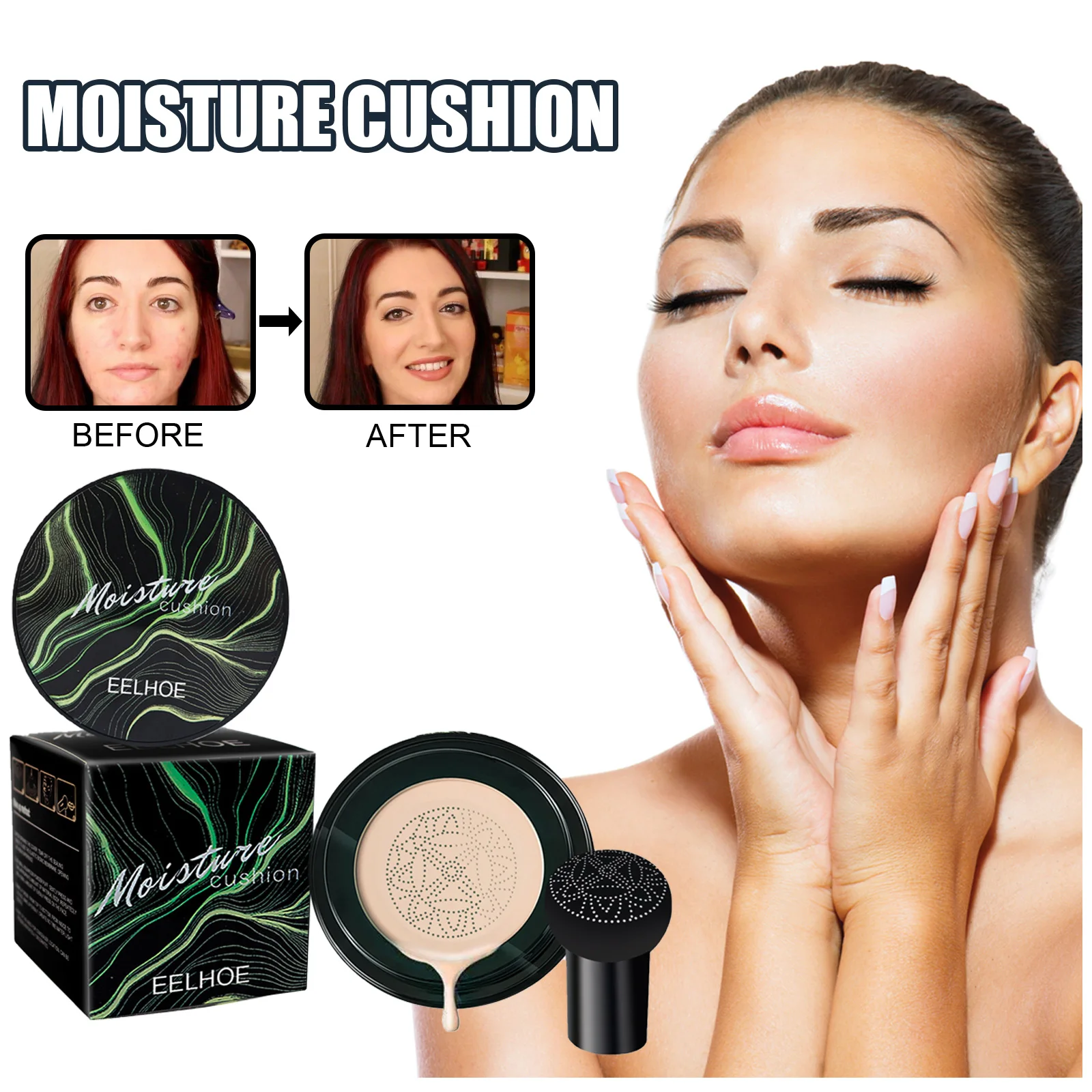 S8762d773645b4e8481f39329ac571396g.webp Mushroom Head Magic Air Cushion BB Cream Foundation Waterproof Foundation Base Concealer Cream Women Korean Makeup Product - Image 1