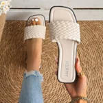 Women's Sandals Summer Luxury Fashion Flat Bottom Slippers Casual Simple Solid Colour - Image 5
