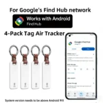 4-Pack Security GPS Tracker Car Wallet Pets Anti Loss Eco Smart Tag for Google's Find Hub Android Locator for Xiaomi Pixel