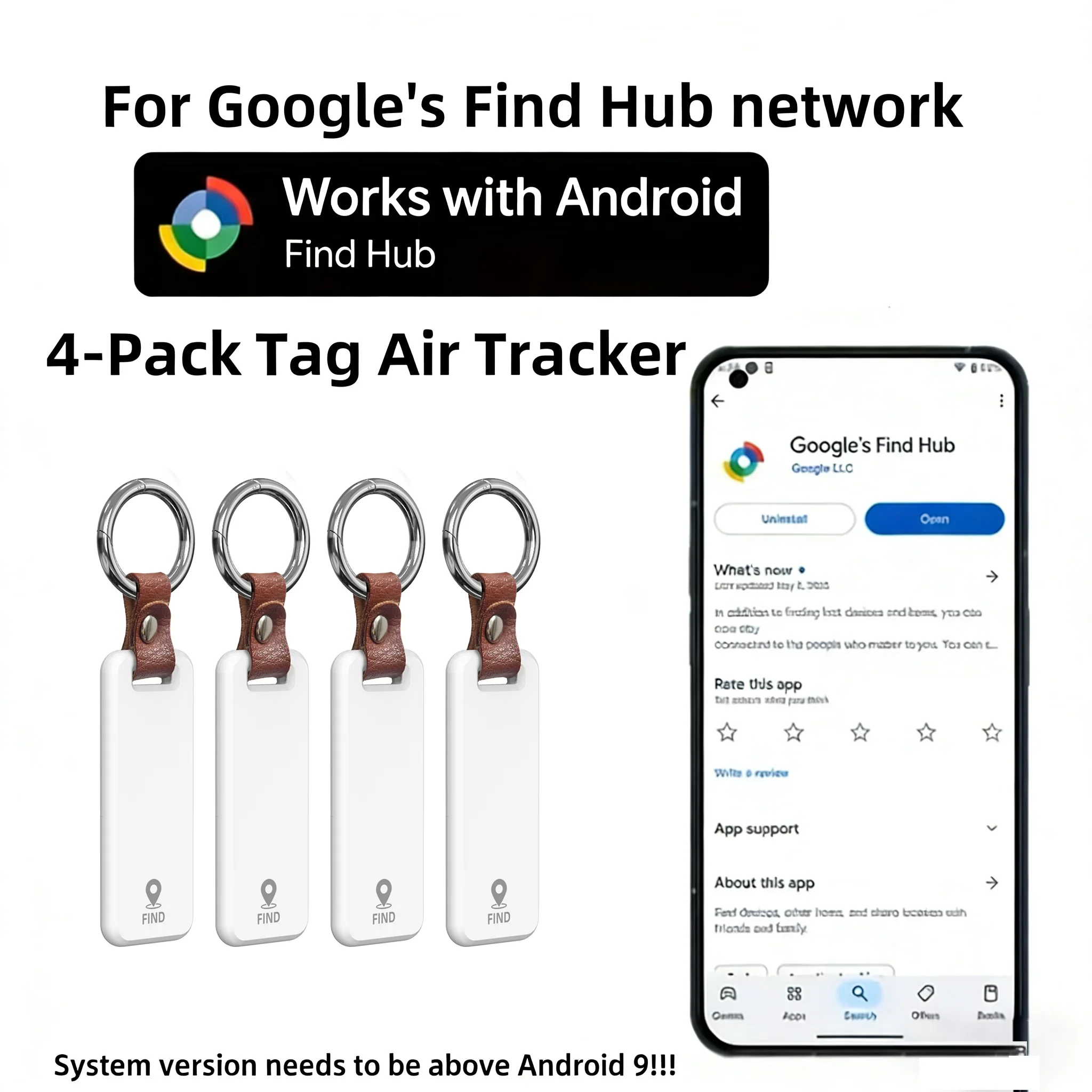 S87db26aeb722499792d033e0ea4469d84.webp 4-Pack Security GPS Tracker Car Wallet Pets Anti Loss Eco Smart Tag for Google's Find Hub Android Locator for Xiaomi Pixel - Image 1