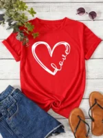 Love Heart Printed Trend Women Fashion Clothing Graphic T-shirts - Image 6
