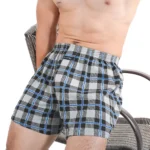 1PC Mens Sleepwear Plaid Pajama Bottoms At Home Plus Size Boxers Brief For Men High Waist Allo Pants Cotton Slacks Sleep Bottoms - Image 6