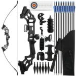 30/40lbs Recurve Bow and Arrow Set for Adults Right-Handed Takedown Bow with Carbon Arrows Hunting and Archery Practice Kit for