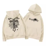 European American High Street Spider Cross Autumn Winter Fleece Warm Hooded Sweatshirt Casual Adult Men Versatile Soft Daily Use - Image 5